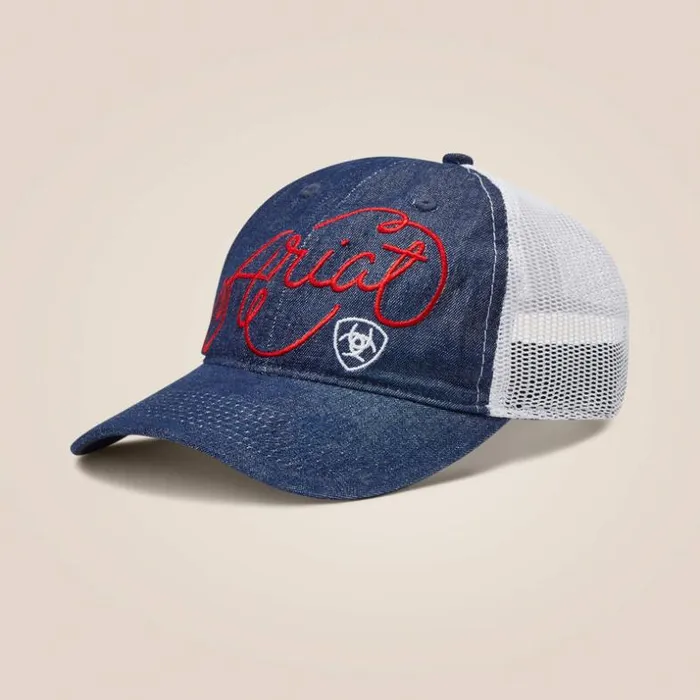 Hats and Caps Women Ariat Script Shield Cap Blue