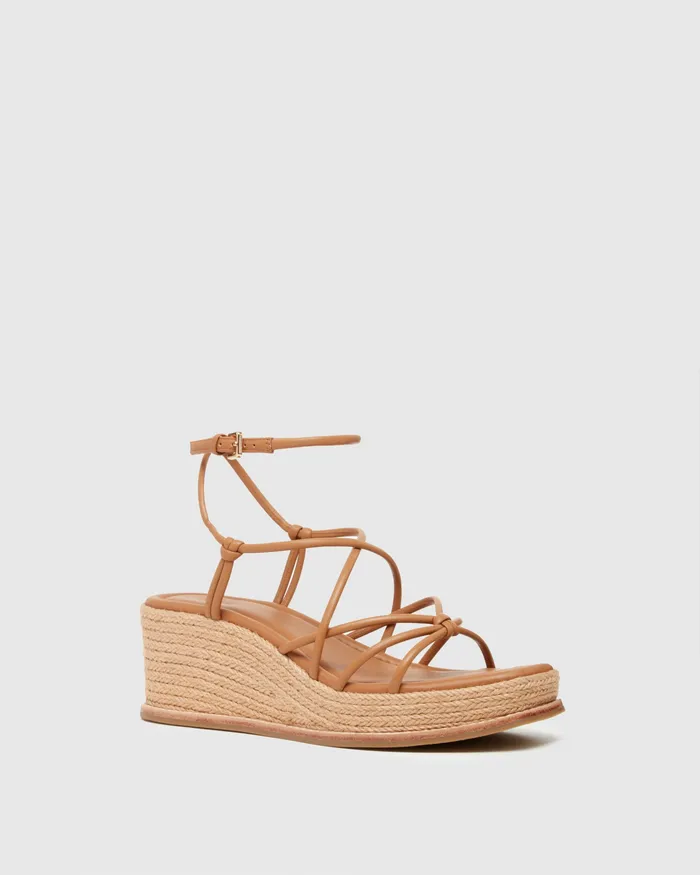 Heels and Wedges PAIGE Women Julia Wedge 8211 Cognac Leather Heels and Wedges PAIGE Women Julia Wedge 8211 Cognac Leather