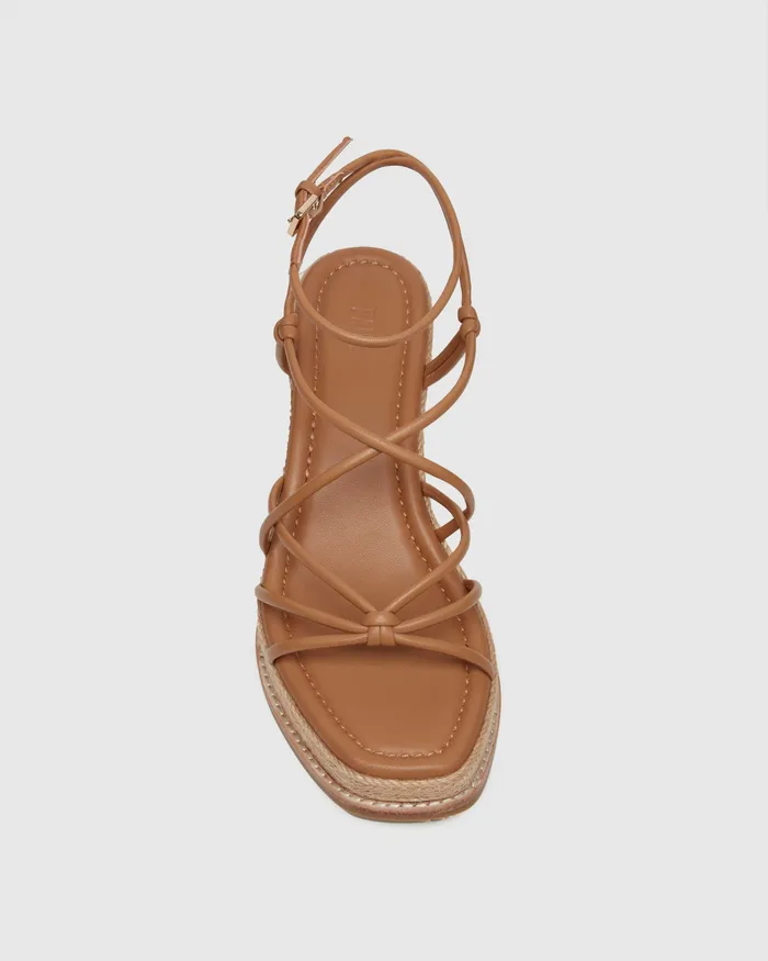 Heels and Wedges PAIGE Women Julia Wedge 8211 Cognac Leather Heels and Wedges PAIGE Women Julia Wedge 8211 Cognac Leather