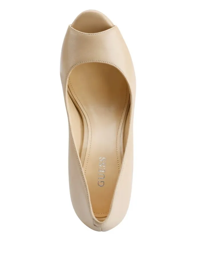 Heels GUESS Women Cacei PeepToe Stiletto Heels Light Natural 110 Heels GUESS Women Cacei PeepToe Stiletto Heels Light Natural 110