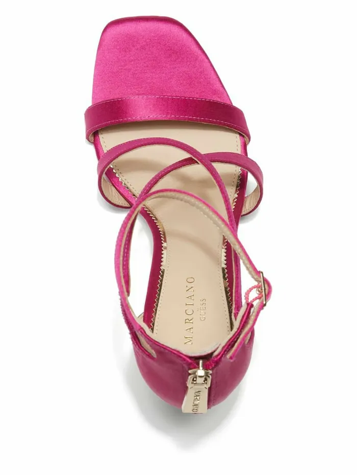 Heels GUESS Women Satin Strappy Heel Dark Pink