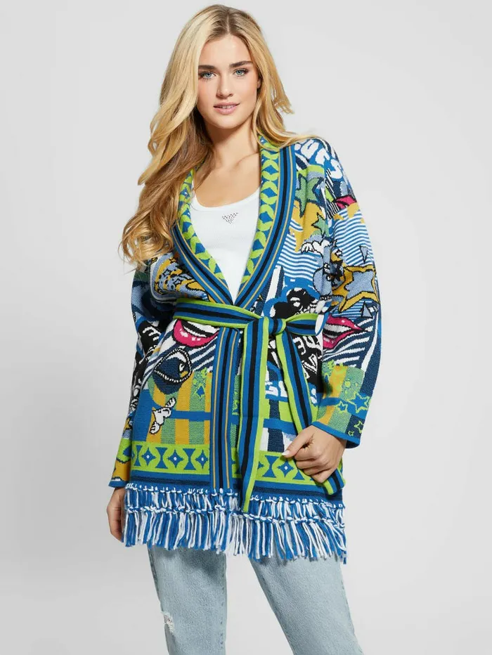 Heidi Intarsia Cardigan Smiley Pop Jacquard Jackets and Coats GUESS Women