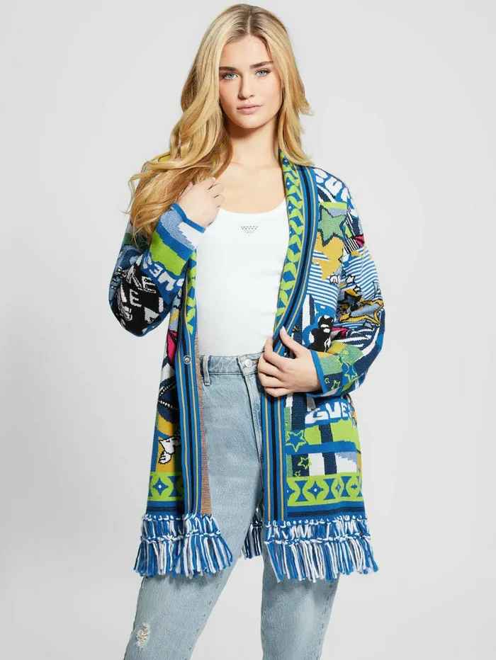 Heidi Intarsia Cardigan Smiley Pop Jacquard Jackets and Coats GUESS Women