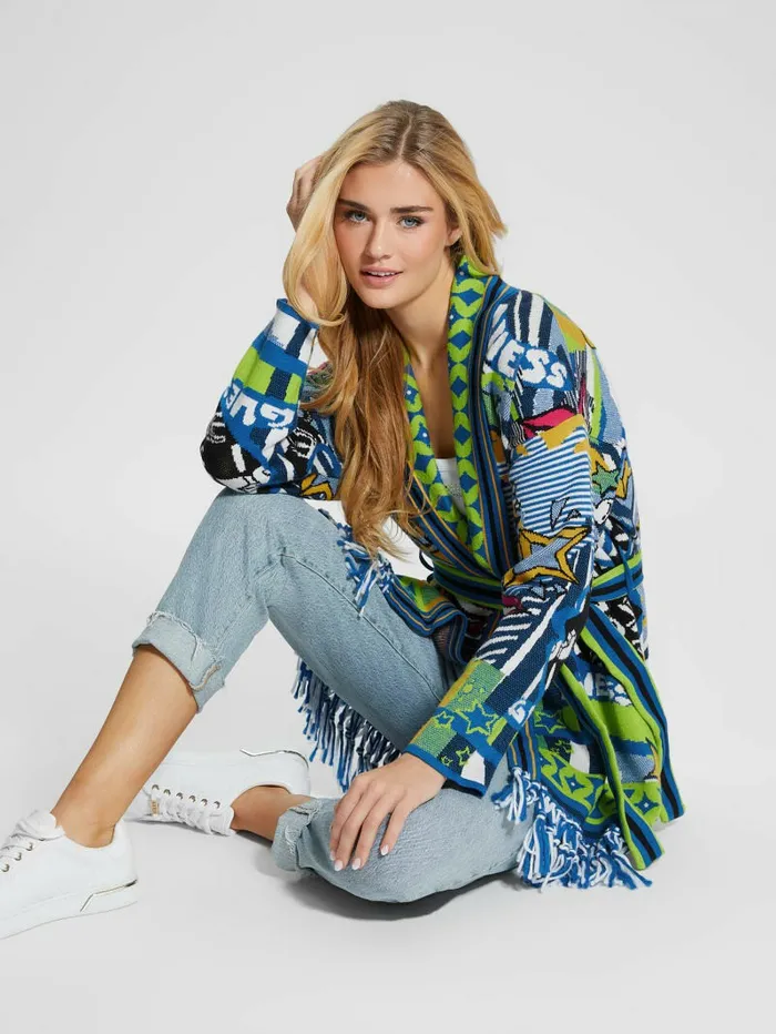 Heidi Intarsia Cardigan Smiley Pop Jacquard Jackets and Coats GUESS Women