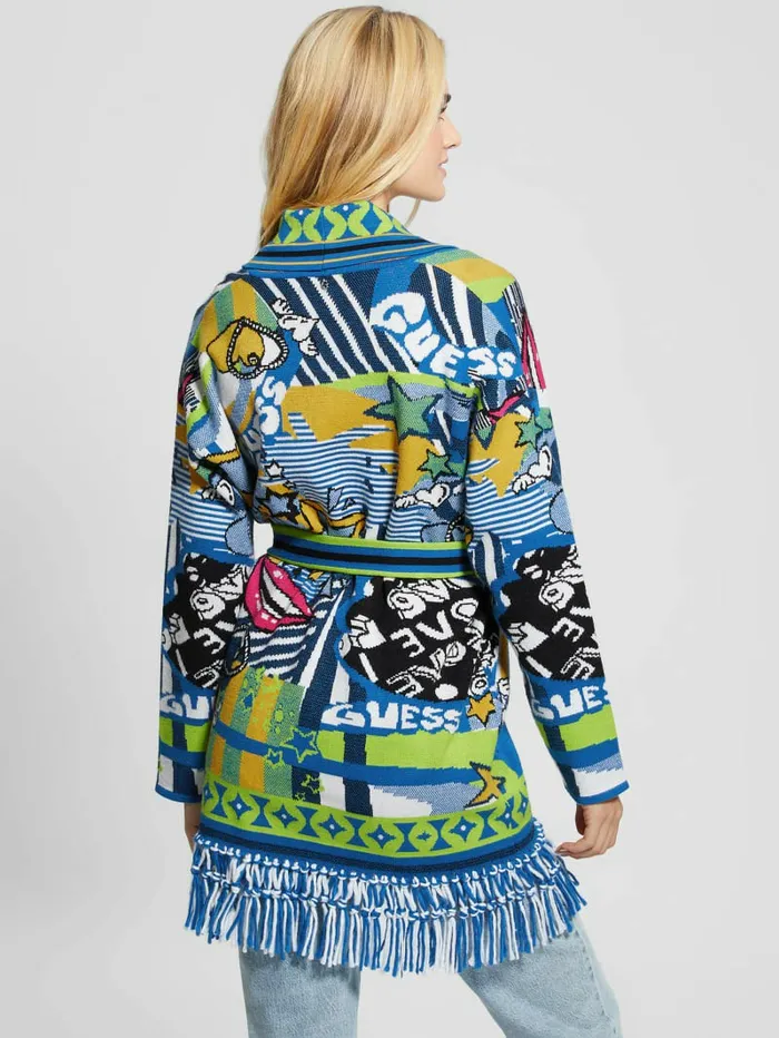 Heidi Intarsia Cardigan Smiley Pop Jacquard Jackets and Coats GUESS Women