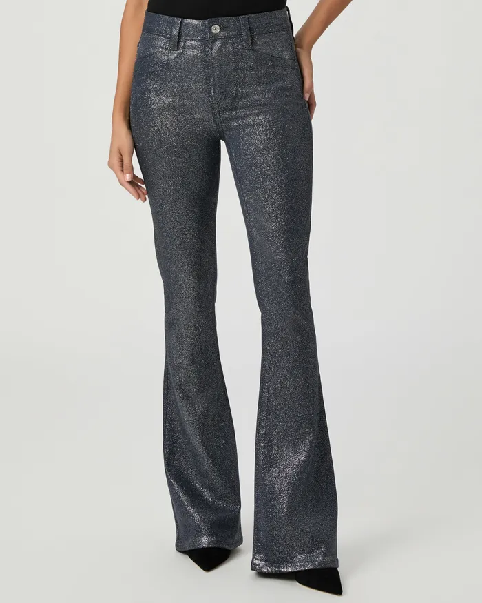 High Rise Lou Lou Flare Jean 8211 NavySilver Glitter Luxe Coating Women Flare PAIGE High Rise Lou Lou Flare Jean 8211 NavySilver Glitter Luxe Coating Women Flare PAIGE