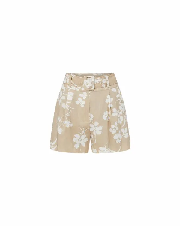 Hobbes StretchLinen Short Stone Khakiandoffwhite Women Veronica Beard Skirts and Shorts