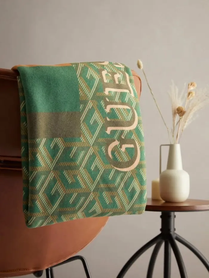 Home GUESS Women Fleece G Cube Blanket Green Multi