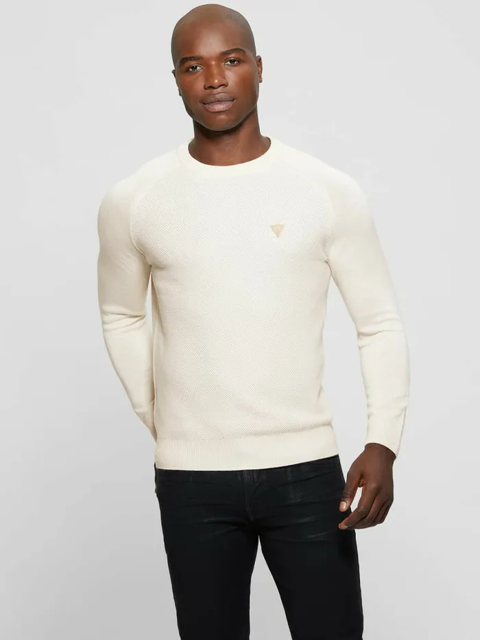 Hoodies and Sweaters Eco Alec WoolBlend Sweater Muted Stone GUESS Men Hoodies and Sweaters Eco Alec WoolBlend Sweater Muted Stone GUESS Men