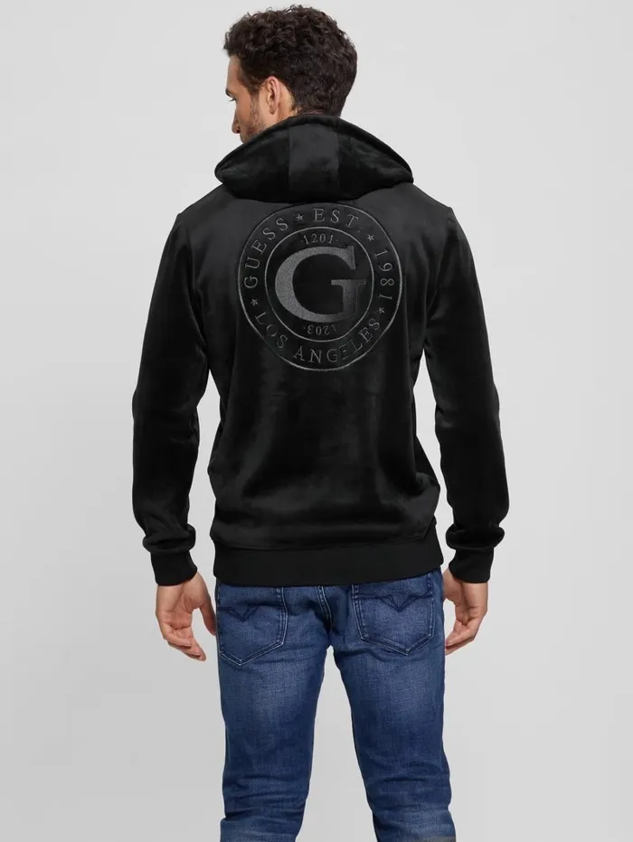 Hoodies and Sweaters GUESS Men Bonded Velvet GUESS Hoodie Black Hoodies and Sweaters GUESS Men Bonded Velvet GUESS Hoodie Black