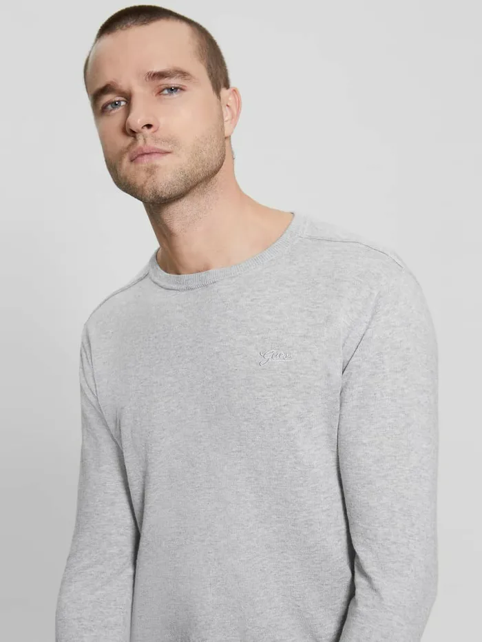 Hoodies and Sweaters GUESS Men Eco Randall SilkBlend Sweater Light Stone Heather Hoodies and Sweaters GUESS Men Eco Randall SilkBlend Sweater Light Stone Heather
