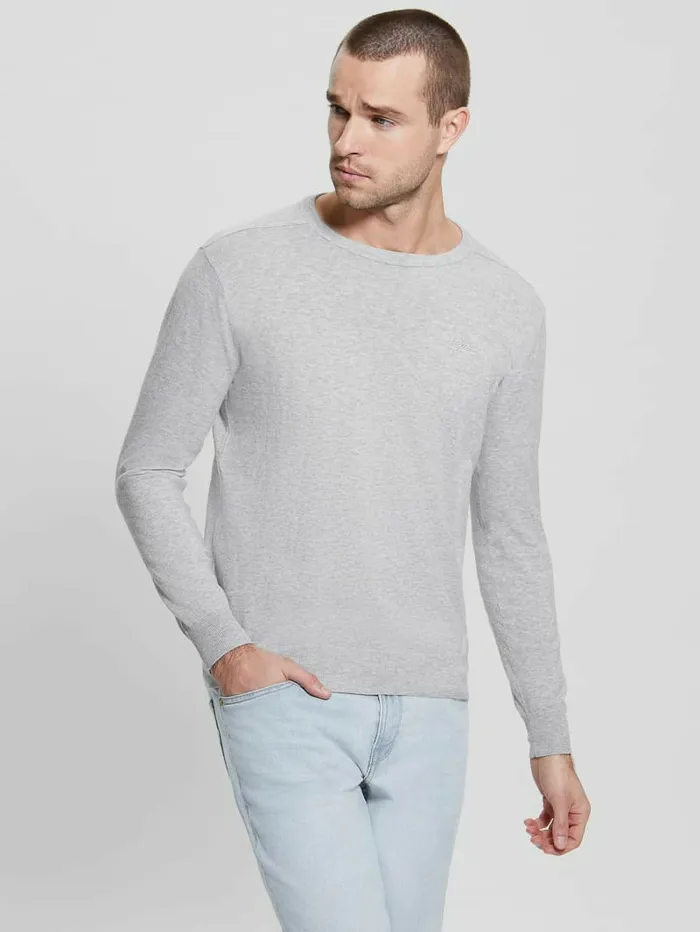 Hoodies and Sweaters GUESS Men Eco Randall SilkBlend Sweater Light Stone Heather Hoodies and Sweaters GUESS Men Eco Randall SilkBlend Sweater Light Stone Heather