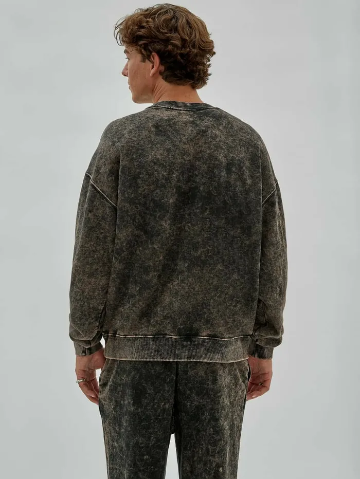 Hoodies and Sweaters GUESS Men GUESS Originals Acid Wash Crewneck Go Fleece Acid Wash