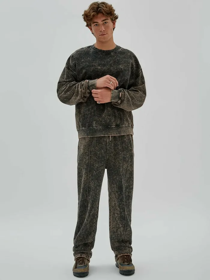 Hoodies and Sweaters GUESS Men GUESS Originals Acid Wash Crewneck Go Fleece Acid Wash
