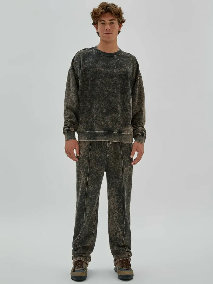 Hoodies and Sweaters GUESS Men GUESS Originals Acid Wash Crewneck Go Fleece Acid Wash