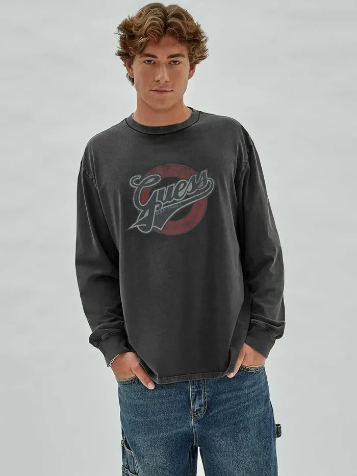 Hoodies and Sweaters GUESS Originals Established Logo Tee Jet Black Multi GUESS Men Hoodies and Sweaters GUESS Originals Established Logo Tee Jet Black Multi GUESS Men