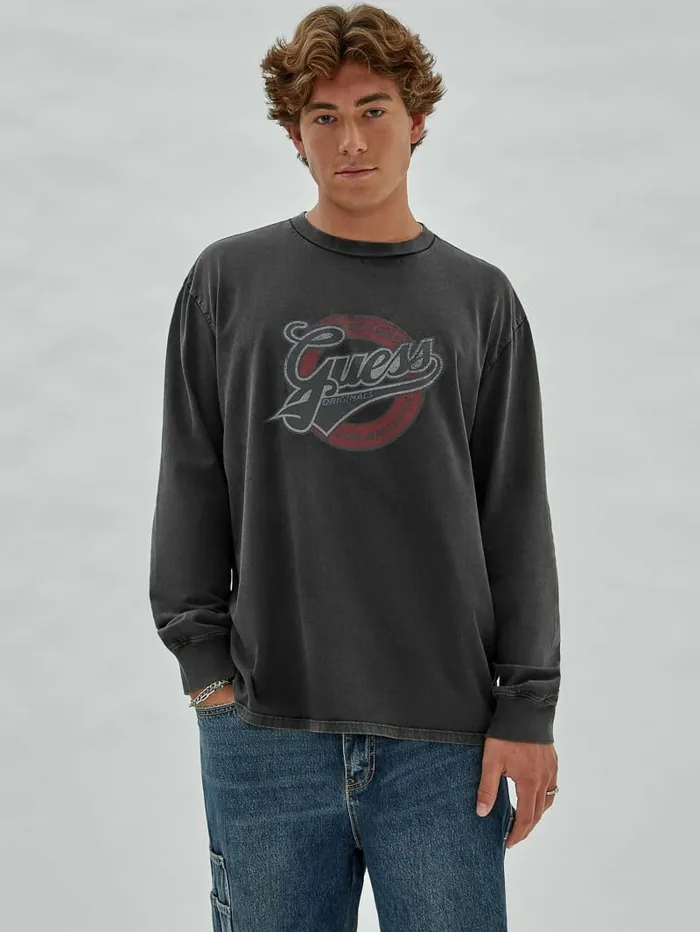 Hoodies and Sweaters GUESS Originals Established Logo Tee Jet Black Multi GUESS Men Hoodies and Sweaters GUESS Originals Established Logo Tee Jet Black Multi GUESS Men