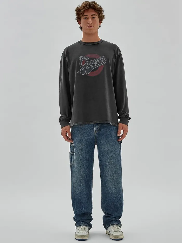 Hoodies and Sweaters GUESS Originals Established Logo Tee Jet Black Multi GUESS Men Hoodies and Sweaters GUESS Originals Established Logo Tee Jet Black Multi GUESS Men