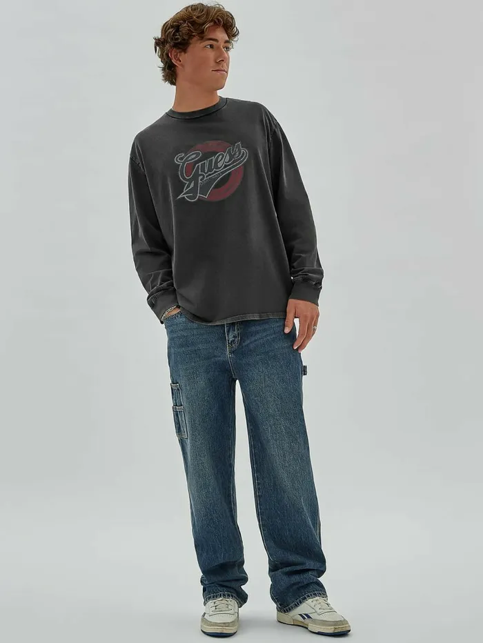 Hoodies and Sweaters GUESS Originals Established Logo Tee Jet Black Multi GUESS Men Hoodies and Sweaters GUESS Originals Established Logo Tee Jet Black Multi GUESS Men