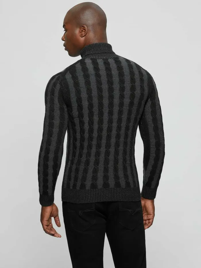 Hoodies and Sweaters Men Arkell Turtleneck Cable Sweater Magnetic And Black Combo GUESS Hoodies and Sweaters Men Arkell Turtleneck Cable Sweater Magnetic And Black Combo GUESS