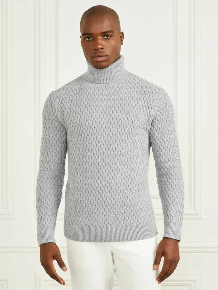 Hoodies and Sweaters Men Eco Basket Stitch Turtleneck Sweater Light Stone Heather GUESS Hoodies and Sweaters Men Eco Basket Stitch Turtleneck Sweater Light Stone Heather GUESS