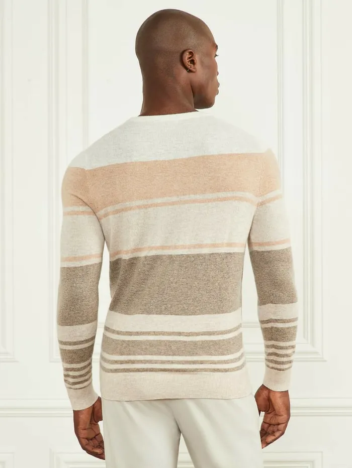 Hoodies and Sweaters Men GUESS CashmereBlend Crewneck Sweater Natural Stripes Hoodies and Sweaters Men GUESS CashmereBlend Crewneck Sweater Natural Stripes
