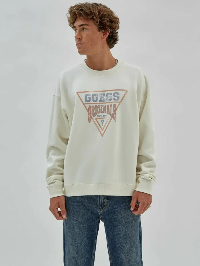 Hoodies and Sweaters Men GUESS GUESS Originals Vintage Dev Sweatshirt Sandy Shore
