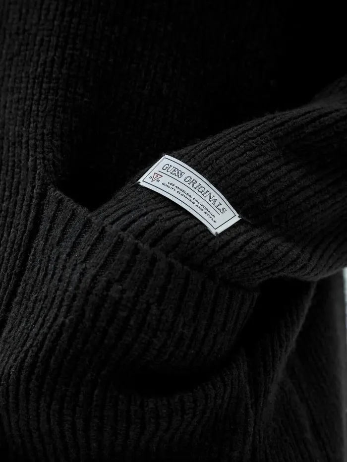 Hoodies and Sweaters Men GUESS Originals Label Cardigan Black GUESS Hoodies and Sweaters Men GUESS Originals Label Cardigan Black GUESS