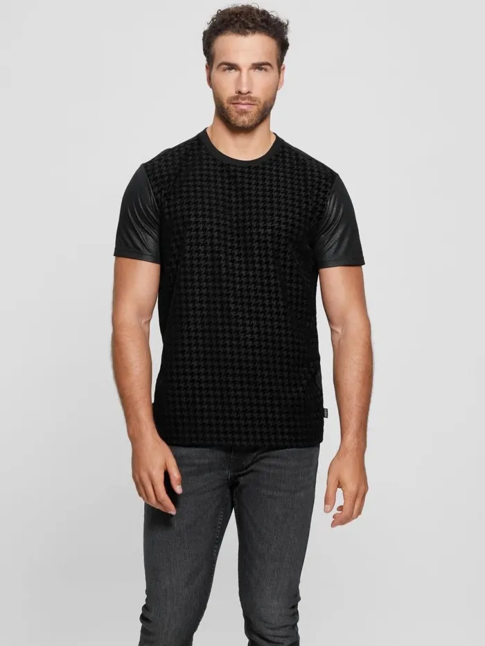 Houndstooth ShortSleeve Tee Black TShirts and Tanks GUESS Men