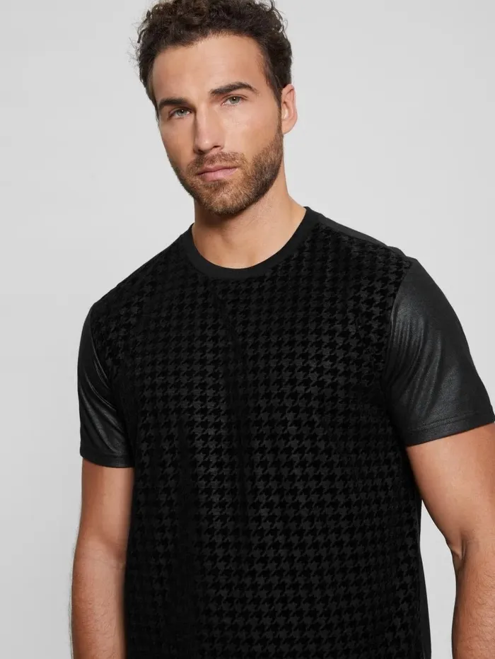 Houndstooth ShortSleeve Tee Black TShirts and Tanks GUESS Men Houndstooth ShortSleeve Tee Black TShirts and Tanks GUESS Men
