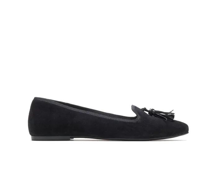 Hush Puppies Flats and SlipOns Women Sadie Tassel SlipOn Black Suede