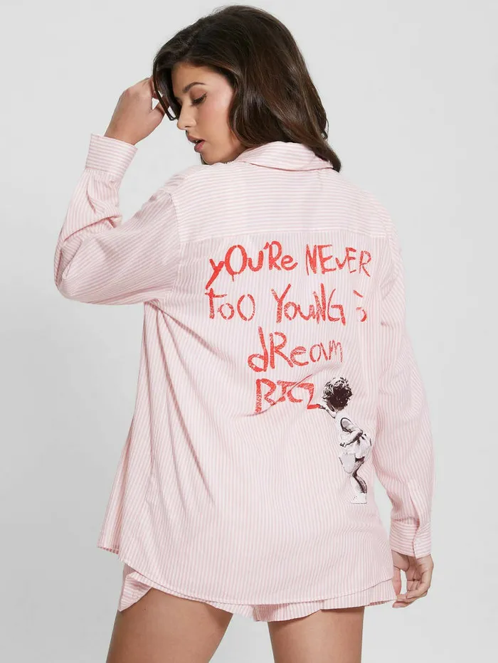Intimates GUESS Women Dream Big Striped Oversized Shirt Blush Breeze Multi Intimates GUESS Women Dream Big Striped Oversized Shirt Blush Breeze Multi