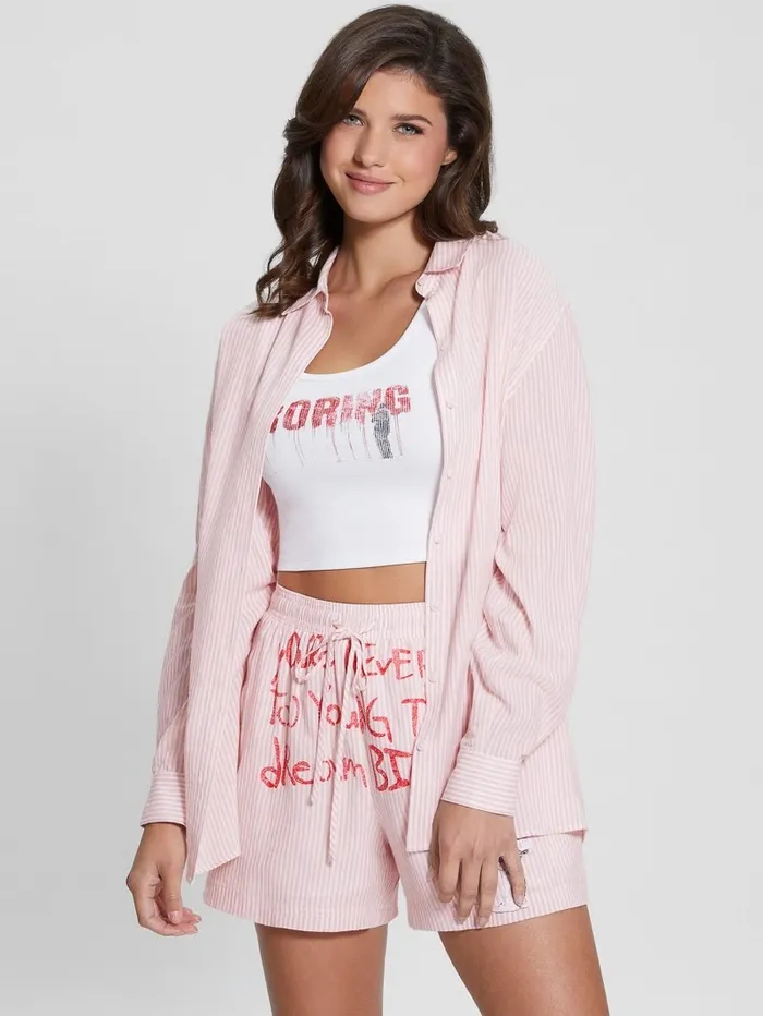 Intimates GUESS Women Dream Big Striped Oversized Shirt Blush Breeze Multi Intimates GUESS Women Dream Big Striped Oversized Shirt Blush Breeze Multi
