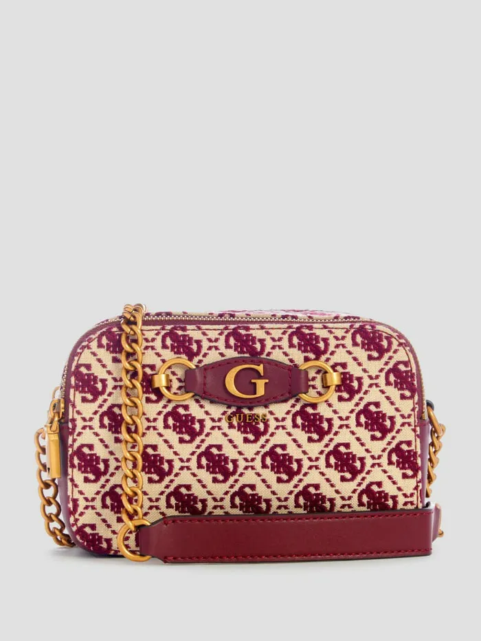Izzy Jacquard Logo Camera Bag Burgundy Women Handbags GUESS