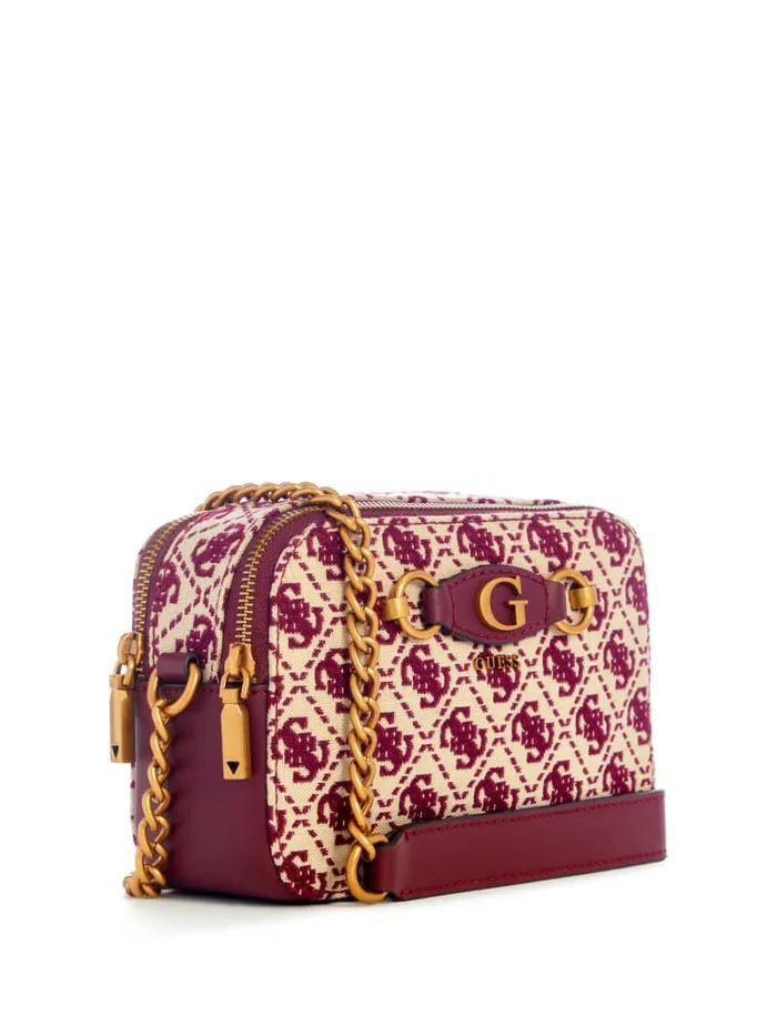 Izzy Jacquard Logo Camera Bag Burgundy Women Handbags GUESS Izzy Jacquard Logo Camera Bag Burgundy Women Handbags GUESS