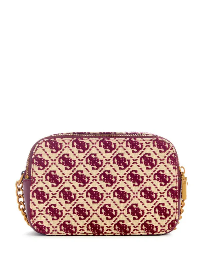 Izzy Jacquard Logo Camera Bag Burgundy Women Handbags GUESS Izzy Jacquard Logo Camera Bag Burgundy Women Handbags GUESS