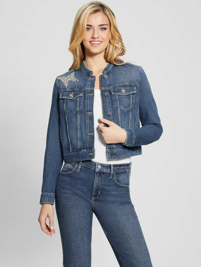 Jackets and Coats Eco Delya Butterfly Denim Jacket Marquee GUESS Women