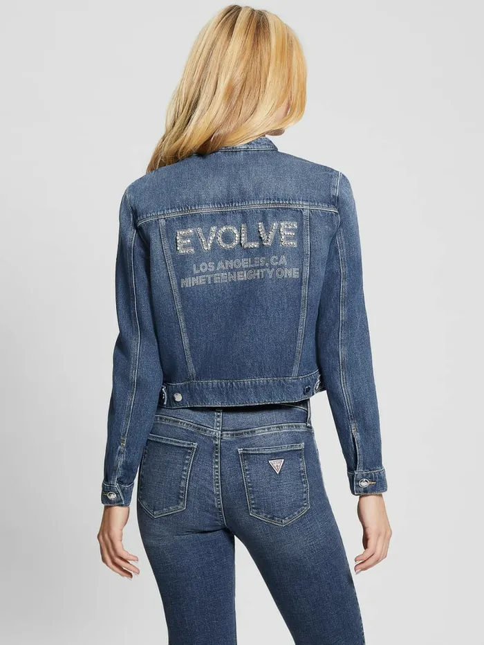 Jackets and Coats Eco Delya Butterfly Denim Jacket Marquee GUESS Women