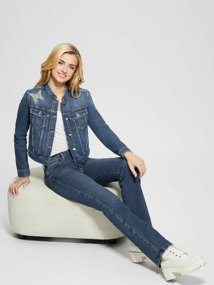 Jackets and Coats Eco Delya Butterfly Denim Jacket Marquee GUESS Women