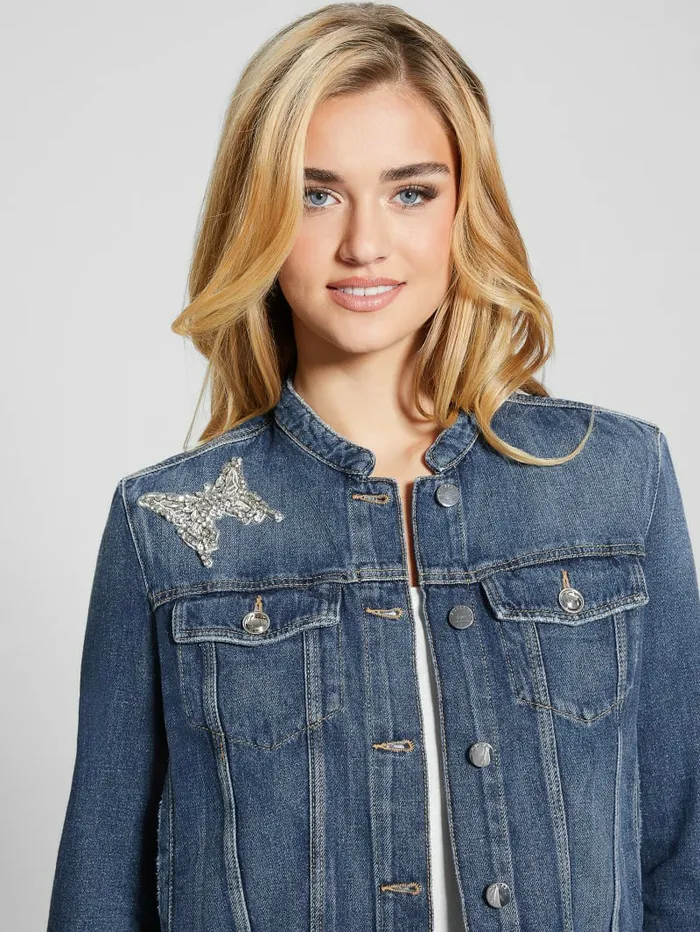 Jackets and Coats Eco Delya Butterfly Denim Jacket Marquee GUESS Women