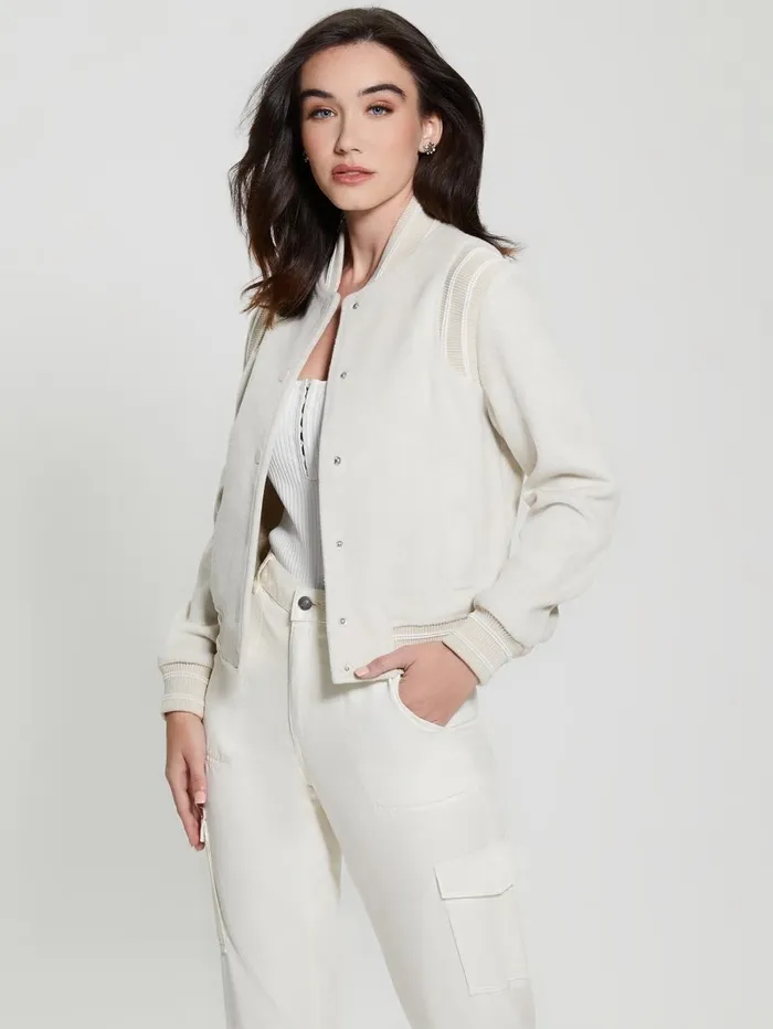 Jackets and Coats Eco Gloria Signature Flight Jacket Vanilla Blush Multi 8211 GUESS Women