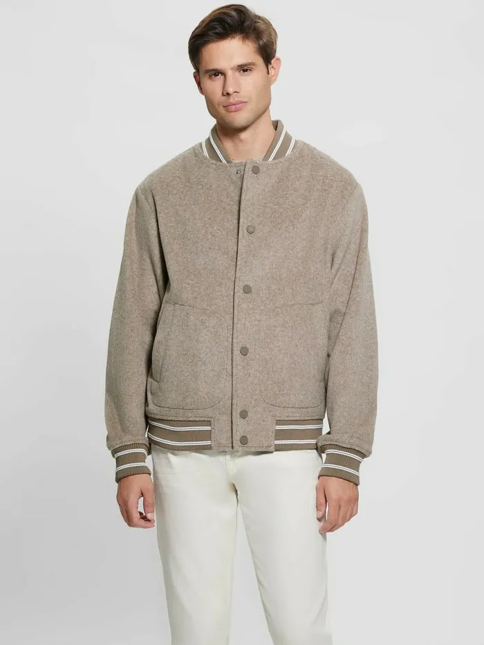 Jackets and Coats GUESS Men Eco Flight Jacket Silk Taupe Multi