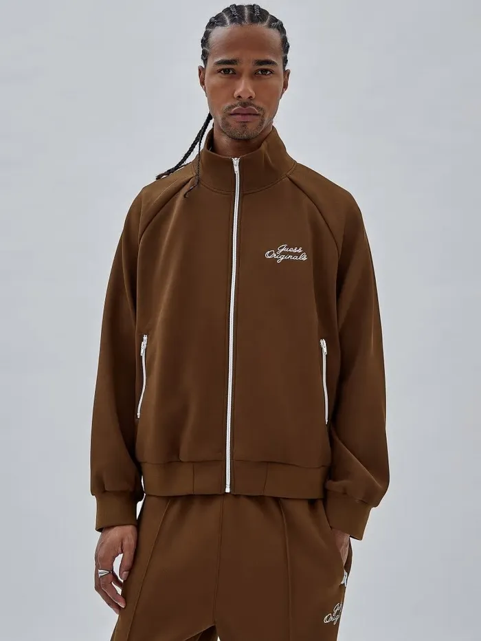Jackets and Coats GUESS Men GUESS Originals Eco Tricot Track Jacket Brown Sand