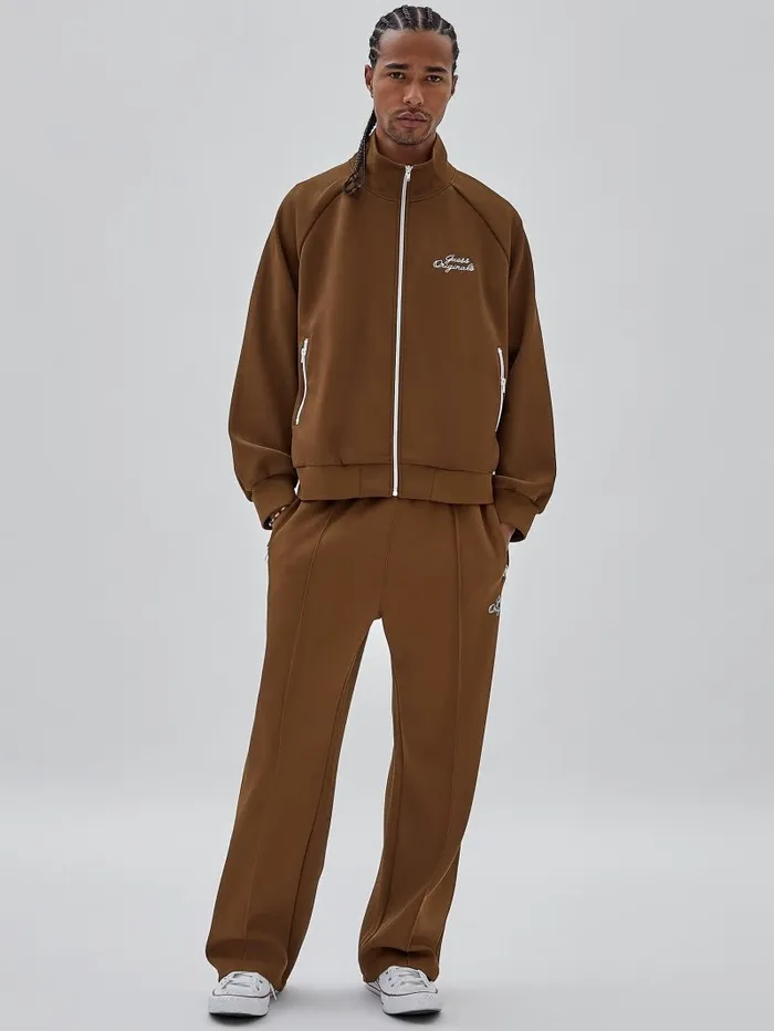 Jackets and Coats GUESS Men GUESS Originals Eco Tricot Track Jacket Brown Sand