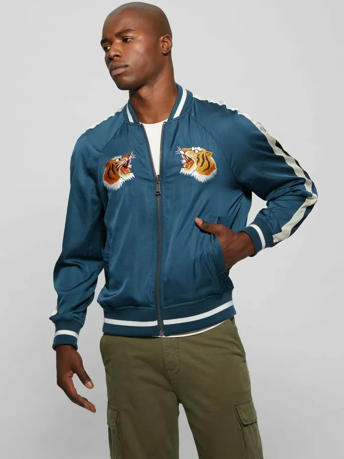 Jackets and Coats GUESS Men Irvine Reversible Souvenir Jacket South Coast Blue