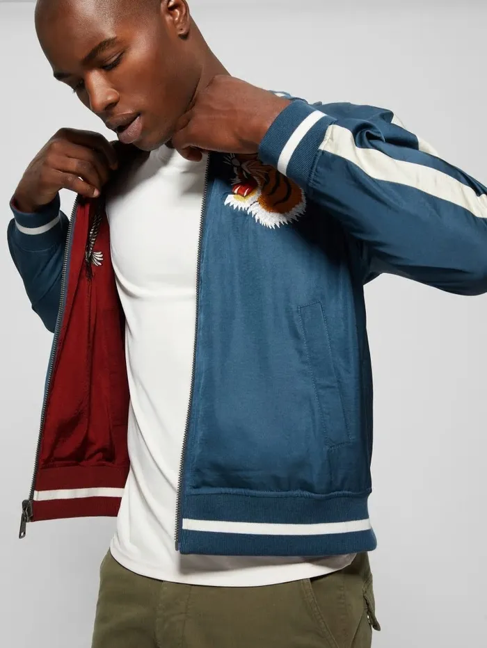 Jackets and Coats GUESS Men Irvine Reversible Souvenir Jacket South Coast Blue