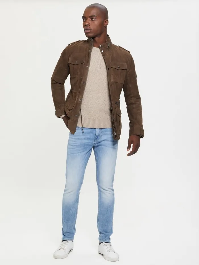 Jackets and Coats GUESS Men Suede Utility Jacket General Brown Multi Jackets and Coats GUESS Men Suede Utility Jacket General Brown Multi