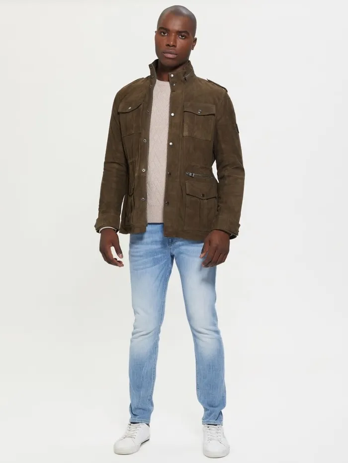 Jackets and Coats GUESS Men Suede Utility Jacket General Brown Multi Jackets and Coats GUESS Men Suede Utility Jacket General Brown Multi