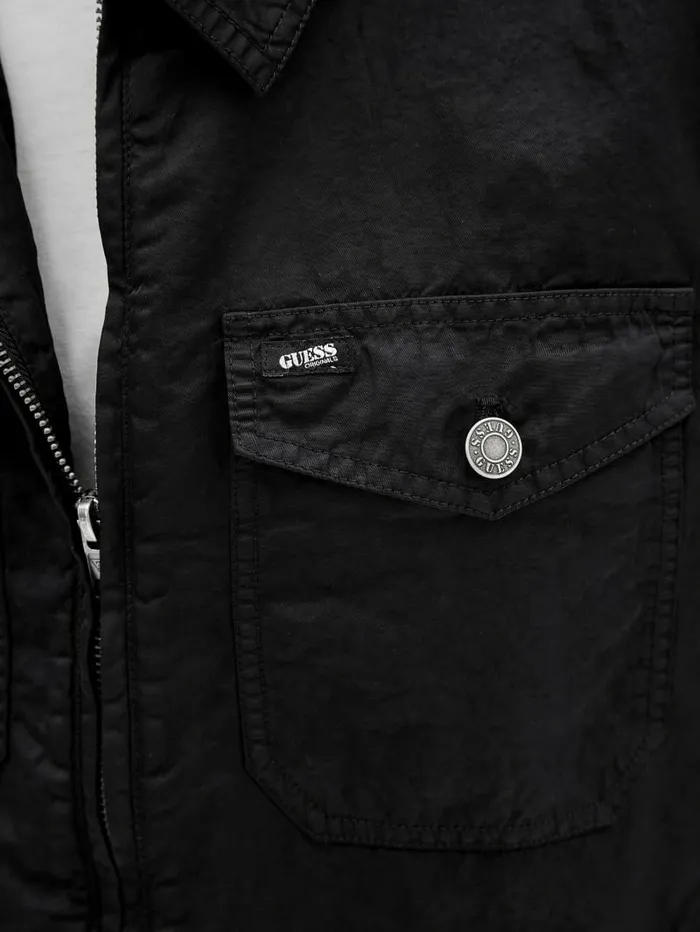 Jackets and Coats GUESS Originals Nylon Cadet Jacket Jet Black Multi 8211 GUESS Men Jackets and Coats GUESS Originals Nylon Cadet Jacket Jet Black Multi 8211 GUESS Men