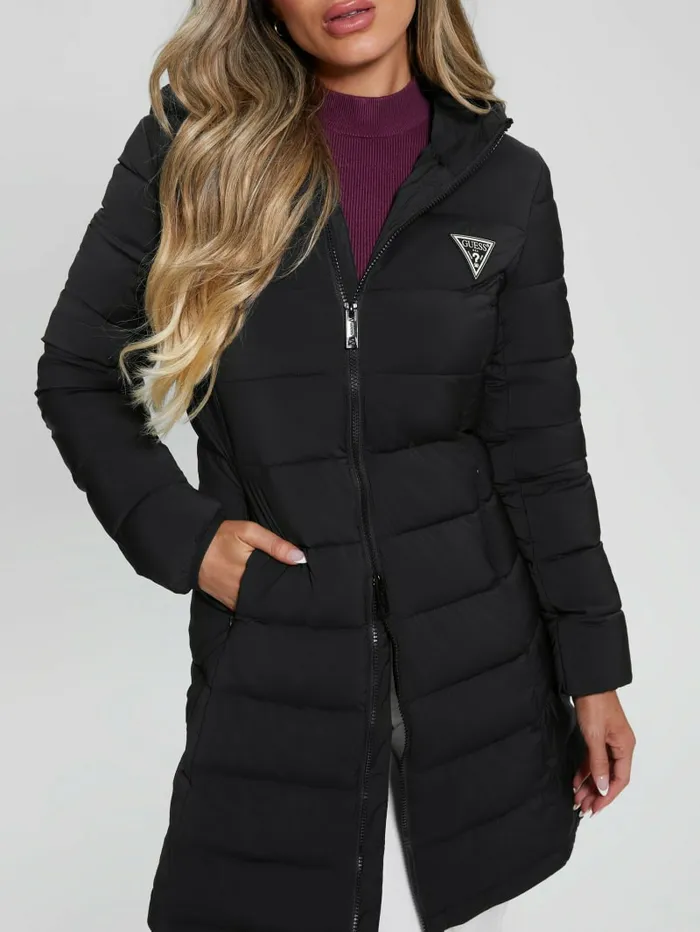 Jackets and Coats GUESS Women Aleta Long Puffer Jacket Black